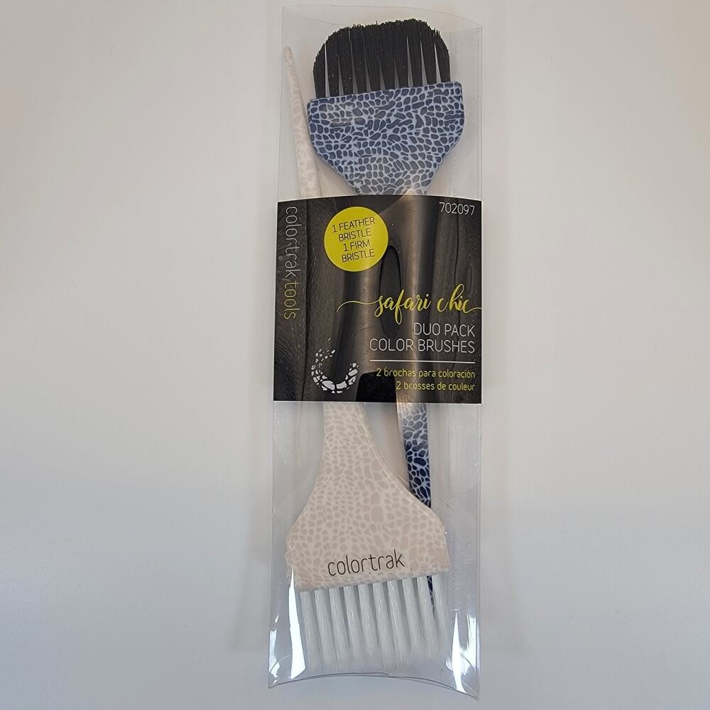 Colortrak Safari Chic Duo Pack Hair Color Brushes 1 Feather Bristle 1 Firm